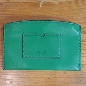 EUC Reed Clutch Kelly Green Faux Leather Small Zip Pouch Wallet Clutch Purse